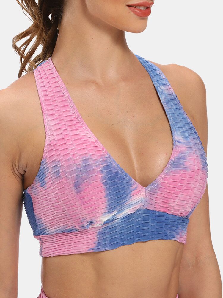 Kabelloser Jacquard-sport-yoga-bh Mit Batikmuster Für Damen