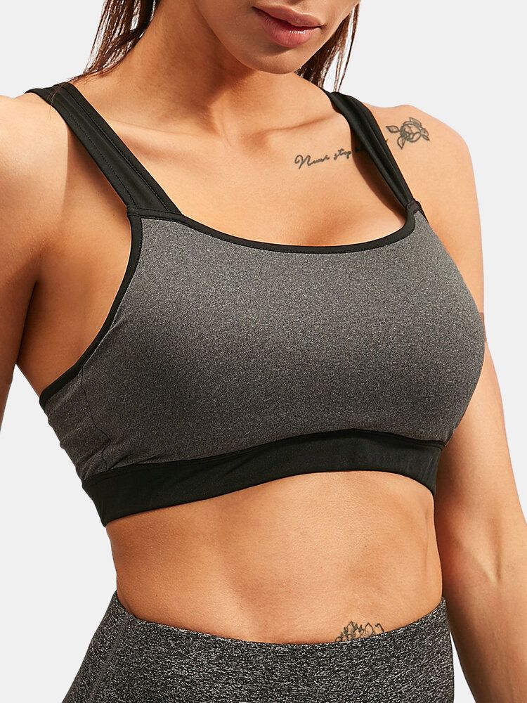 Plus Size Damen Sport Kontrastfarbe Quick Dry Workout Fitness Bh