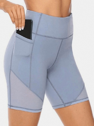 Plus Size Damen Trocknen Schnell Einfarbige Biker-sportshorts Mit Tasche