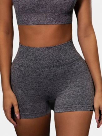 Sport Damen Einfarbig Elastisch Nahtlos Yoga Gym High Waist Shorts