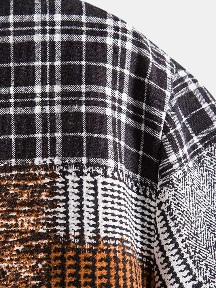 Feiertagskariertes Houndstooth-patchworkhemd Mit Farbblock Für Herren