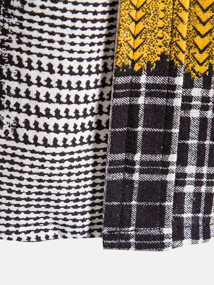 Feiertagskariertes Houndstooth-patchworkhemd Mit Farbblock Für Herren