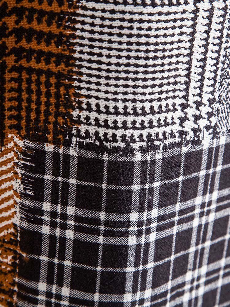 Feiertagskariertes Houndstooth-patchworkhemd Mit Farbblock Für Herren