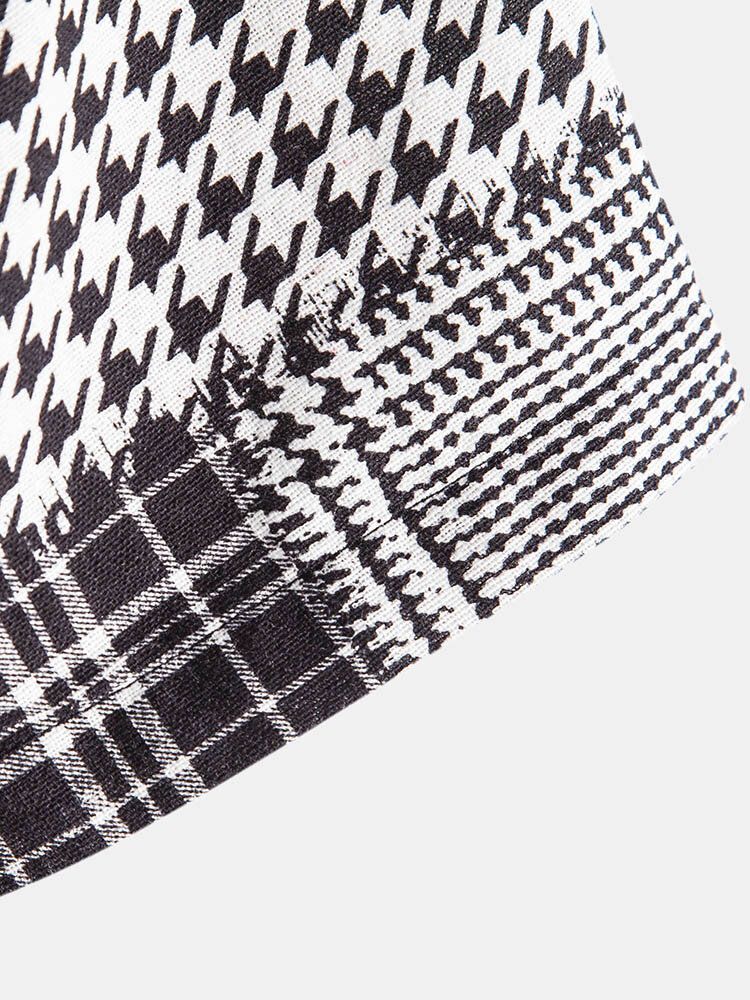 Feiertagskariertes Houndstooth-patchworkhemd Mit Farbblock Für Herren