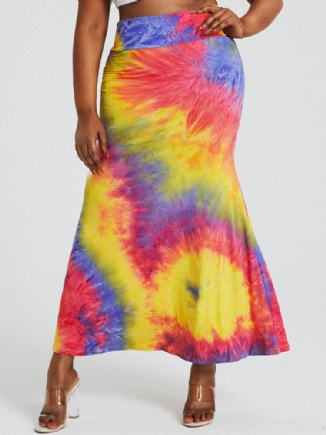 Gesäß Mit Hohem Taillenbund Figurbetonter Langer Rock Mit Tie-dye-print