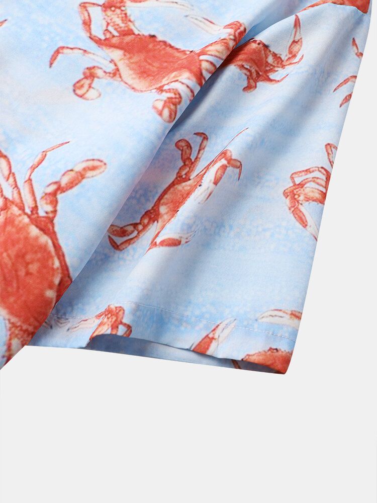 Herren Allover Crabs Print Kurzarm All Matched Skin Friendly Shirts