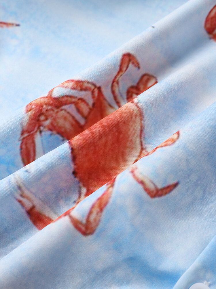 Herren Allover Crabs Print Kurzarm All Matched Skin Friendly Shirts