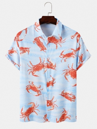 Herren Allover Crabs Print Kurzarm All Matched Skin Friendly Shirts