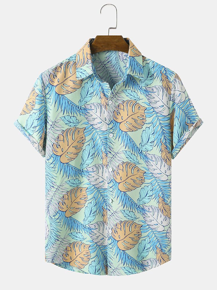 Herren Allover Tropical Plants Cartoon Beachwear Revers Hawaii Style Shirts