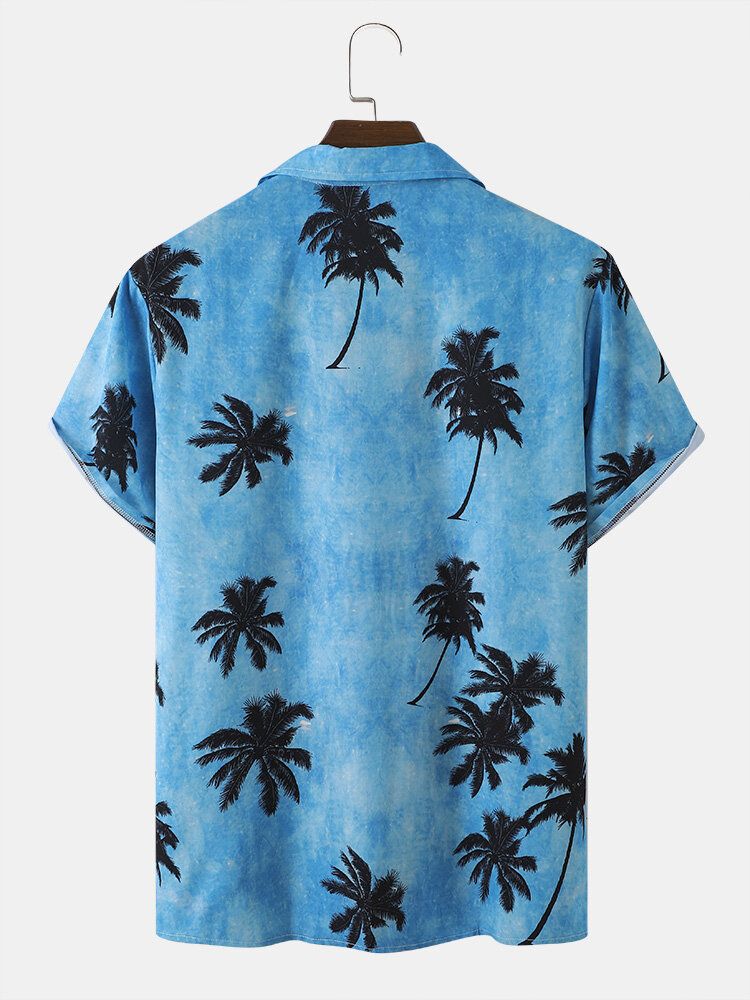 Herren Coconut Tree Hawaii Style Lässige Hautfreundliche All Matched Soft Shirts