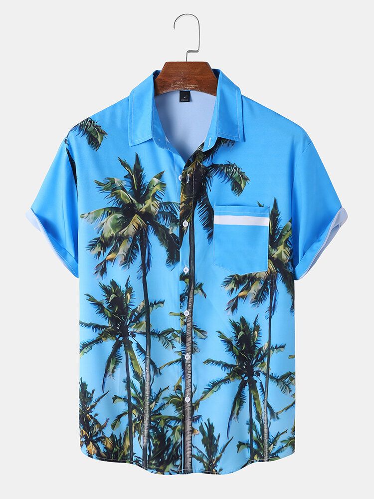 Herren Coconut Tree Print Graceful Leisure All Matched Skin Friendly Shirts