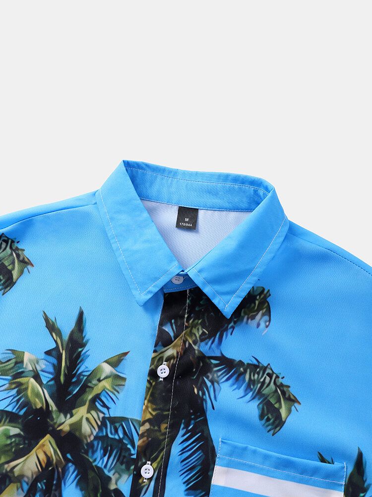 Herren Coconut Tree Print Graceful Leisure All Matched Skin Friendly Shirts