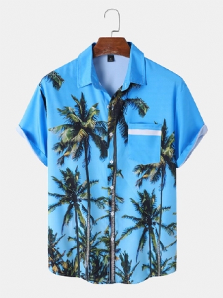 Herren Coconut Tree Print Graceful Leisure All Matched Skin Friendly Shirts