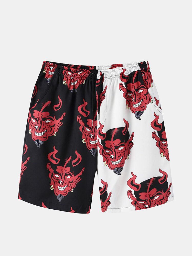 Herren Evil Pattern Freizeithemden Shorts Zweiteilige Outfits