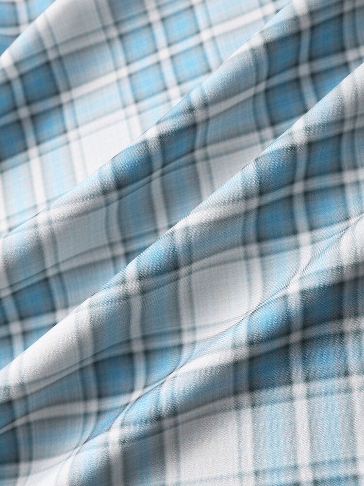 Herren-gingham-patchwork-hemden Mit Reverskragen Und Abgerundetem Saum