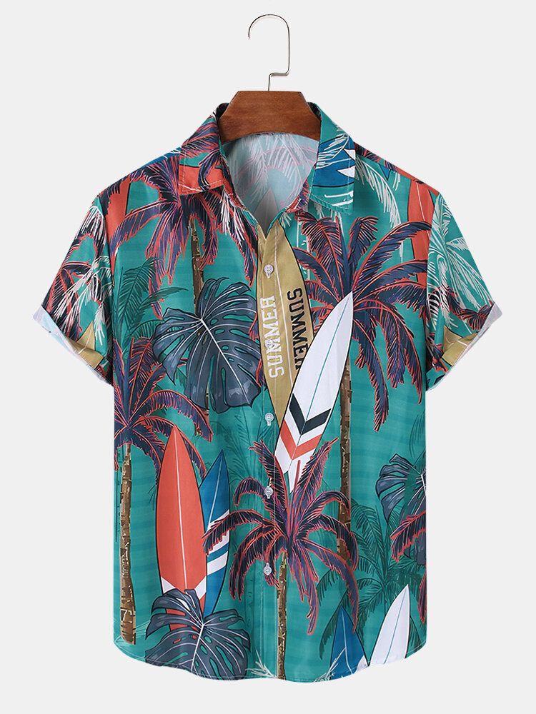 Herren Palm Tree Vacation Weich Bequem Atmungsaktiv All Matched Shirts