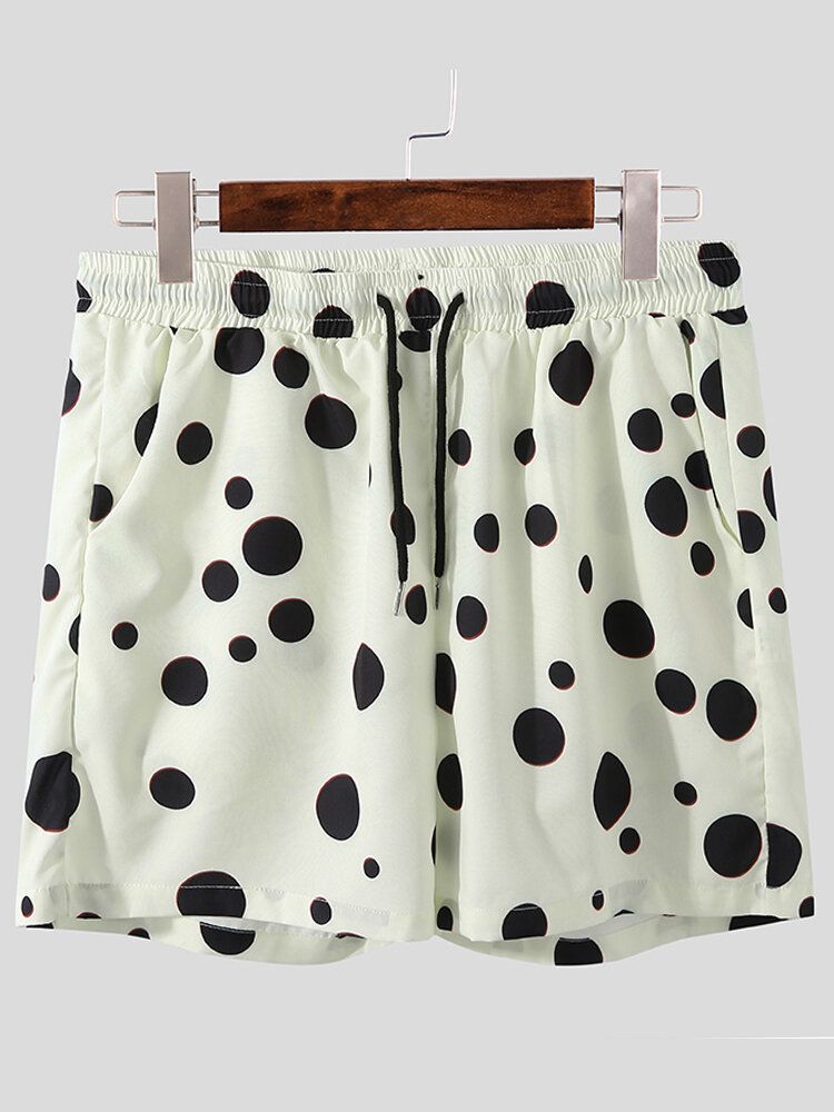 Herren-shorts Mit Polka Dot-print Am Revers Und Kordelzug Freizeithemd-shorts