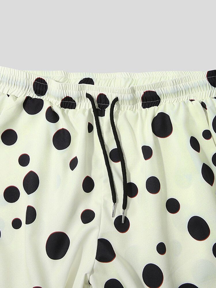 Herren-shorts Mit Polka Dot-print Am Revers Und Kordelzug Freizeithemd-shorts