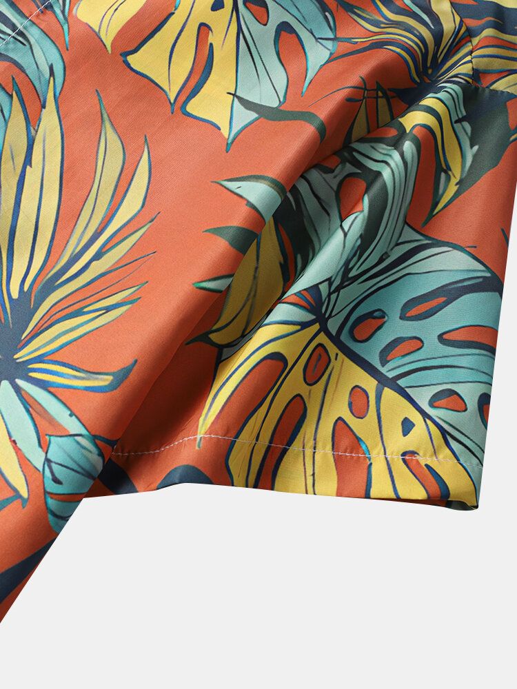 Herren Tropical Leaves Print Vacation Weich Bequem Atmungsaktiv All Matched Shirts