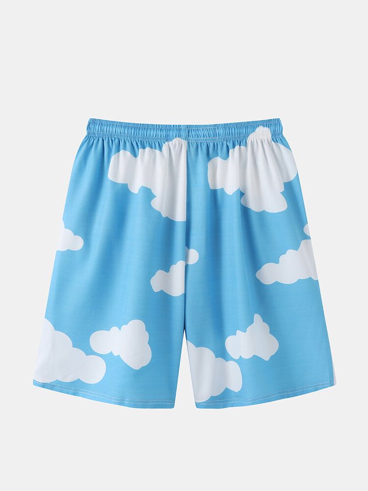 Herren-wolkenmuster Zweiteilig Outfits Freizeithemden Shorts