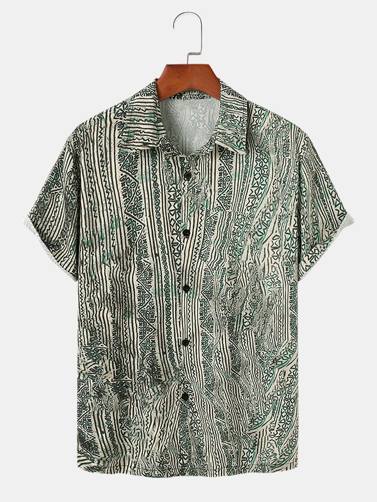 Kurzärmlige Freizeithemden Im Hawaii-stil Mit Ethno-print Für Herren