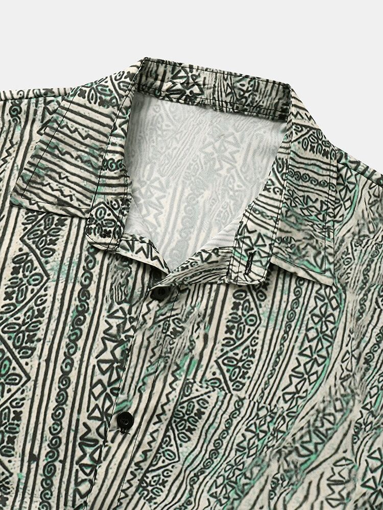 Kurzärmlige Freizeithemden Im Hawaii-stil Mit Ethno-print Für Herren