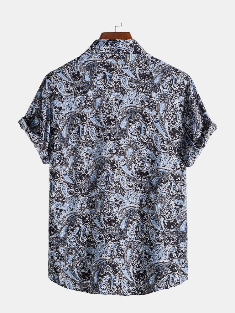 Kurzärmlige Hemden Im Ethno-stil Mit Durchgehendem Paisley-print Für Herren