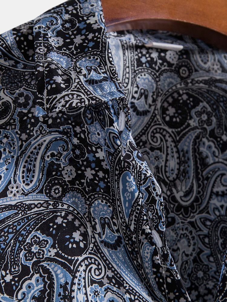 Kurzärmlige Hemden Im Ethno-stil Mit Durchgehendem Paisley-print Für Herren