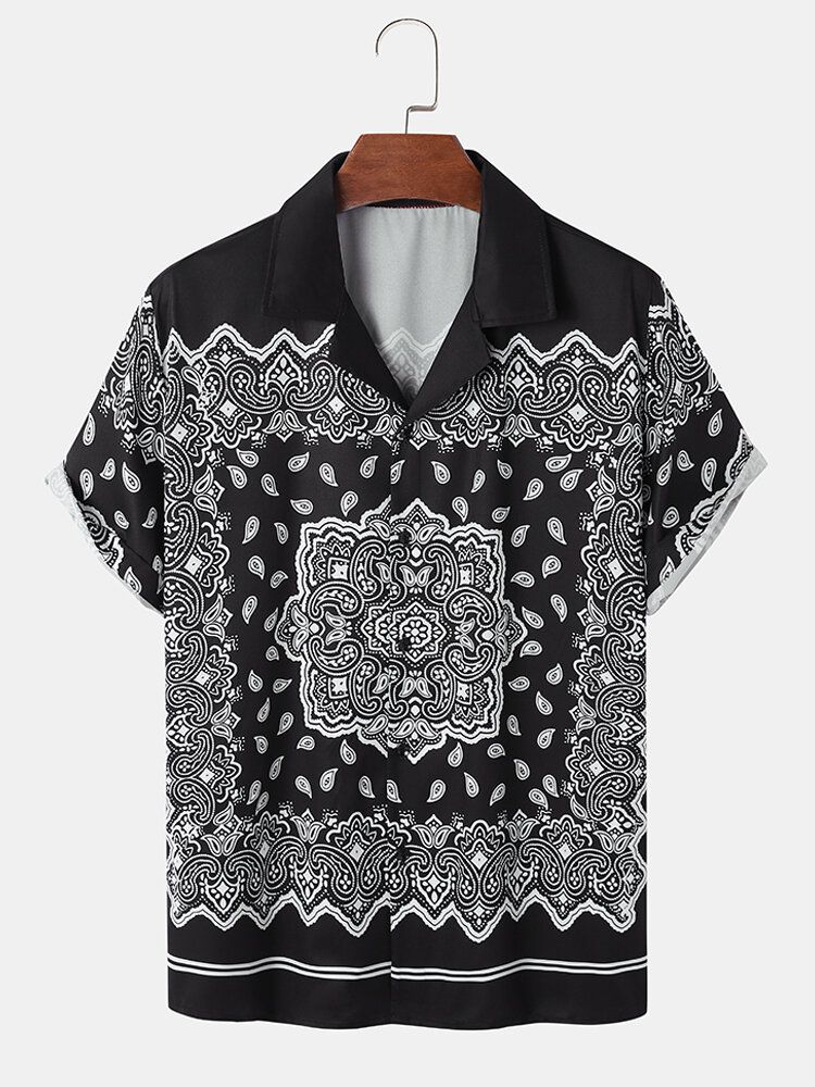 Kurzärmlige Hemden Im Ethno-stil Mit Einfarbigem Paisley-print Für Herren