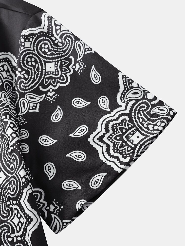 Kurzärmlige Hemden Im Ethno-stil Mit Einfarbigem Paisley-print Für Herren