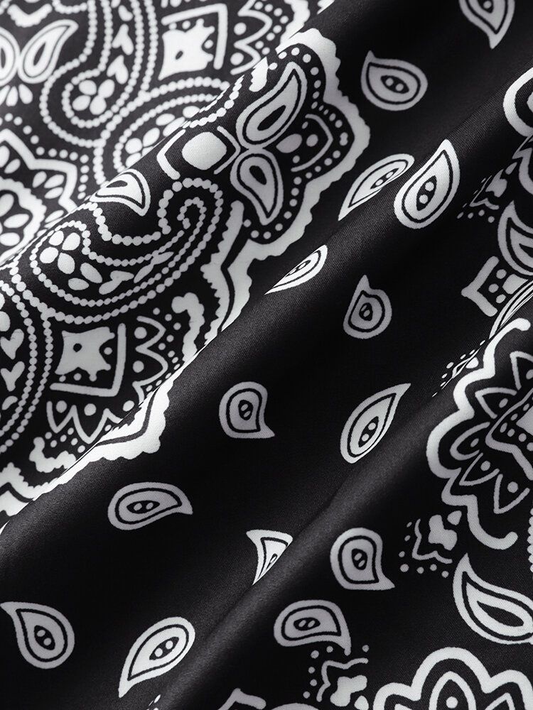 Kurzärmlige Hemden Im Ethno-stil Mit Einfarbigem Paisley-print Für Herren