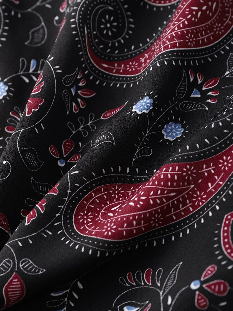 Kurzärmlige Herrenhemden Mit Kontrastierendem Paisley-print Und Reverskragen