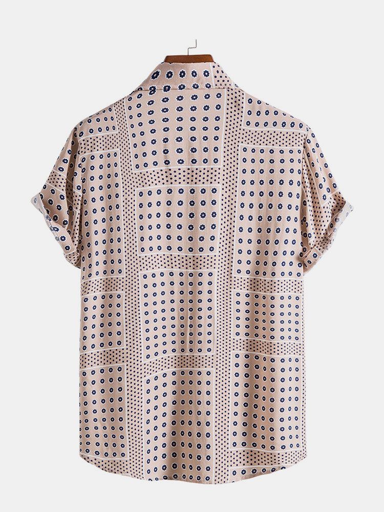 Kurzärmlige Herrenhemden Mit Polkadot-print Und Revers