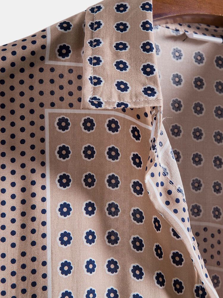 Kurzärmlige Herrenhemden Mit Polkadot-print Und Revers