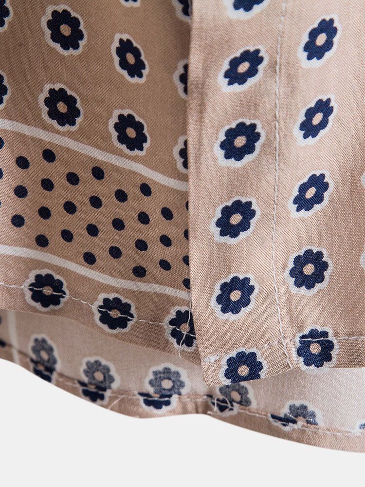 Kurzärmlige Herrenhemden Mit Polkadot-print Und Revers