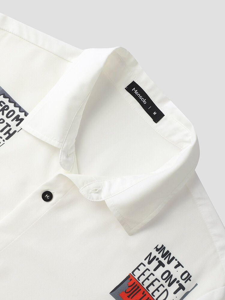 Kurzärmlige Kurzarm-freizeithemden Mit Knöpfen Und Label-print Für Herren