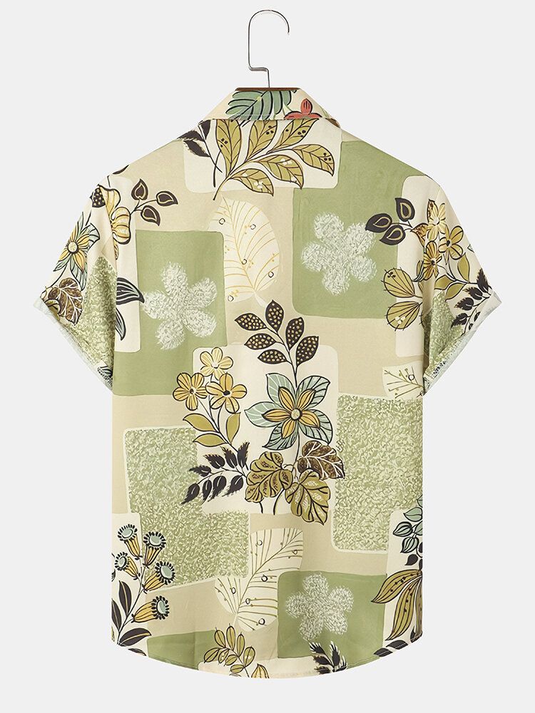 Kurzärmlige Kurzarmhemden Mit Flower Plants-print Für Herren