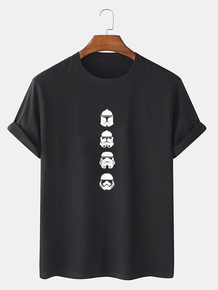 Kurzärmliges Star Wars Casual T-shirt Mit Helmdruck Und Rundhalsausschnitt Für Herren