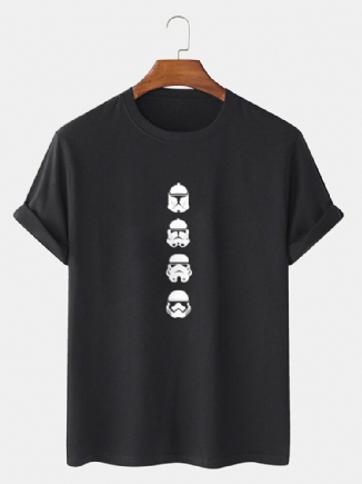 Kurzärmliges Star Wars Casual T-shirt Mit Helmdruck Und Rundhalsausschnitt Für Herren