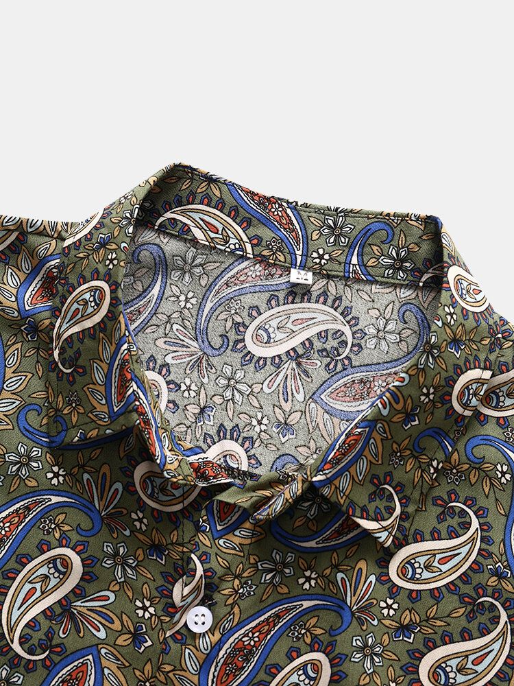 Kurzärmliges Urlaubshemd Mit Allover-blumenpaisley-print Für Herren