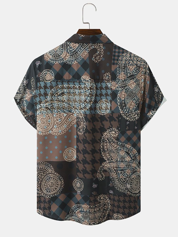 Kurzarm-hemden Im Ethno-stil Mit Paisley-mix-print Am Revers Für Herren