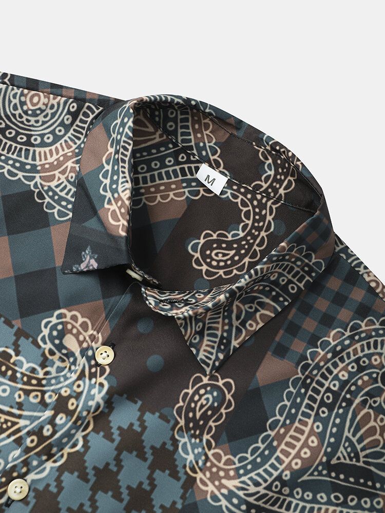 Kurzarm-hemden Im Ethno-stil Mit Paisley-mix-print Am Revers Für Herren