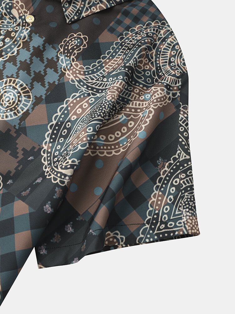 Kurzarm-hemden Im Ethno-stil Mit Paisley-mix-print Am Revers Für Herren