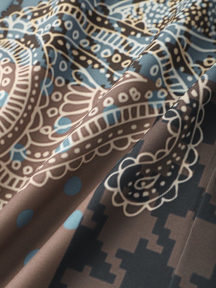 Kurzarm-hemden Im Ethno-stil Mit Paisley-mix-print Am Revers Für Herren