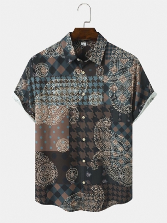 Kurzarm-hemden Im Ethno-stil Mit Paisley-mix-print Am Revers Für Herren