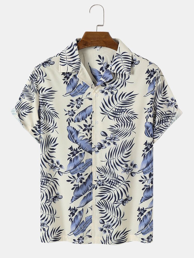 Männer Floral Leaves Print Soft Comfy Office Chics Leisure Soft Shirts