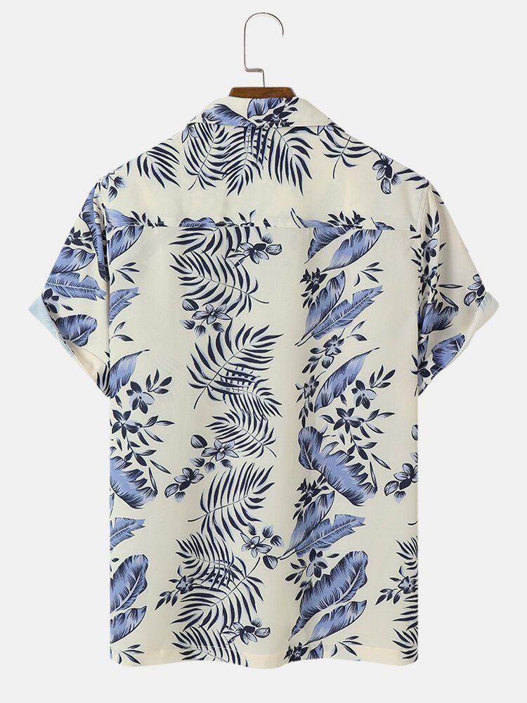 Männer Floral Leaves Print Soft Comfy Office Chics Leisure Soft Shirts