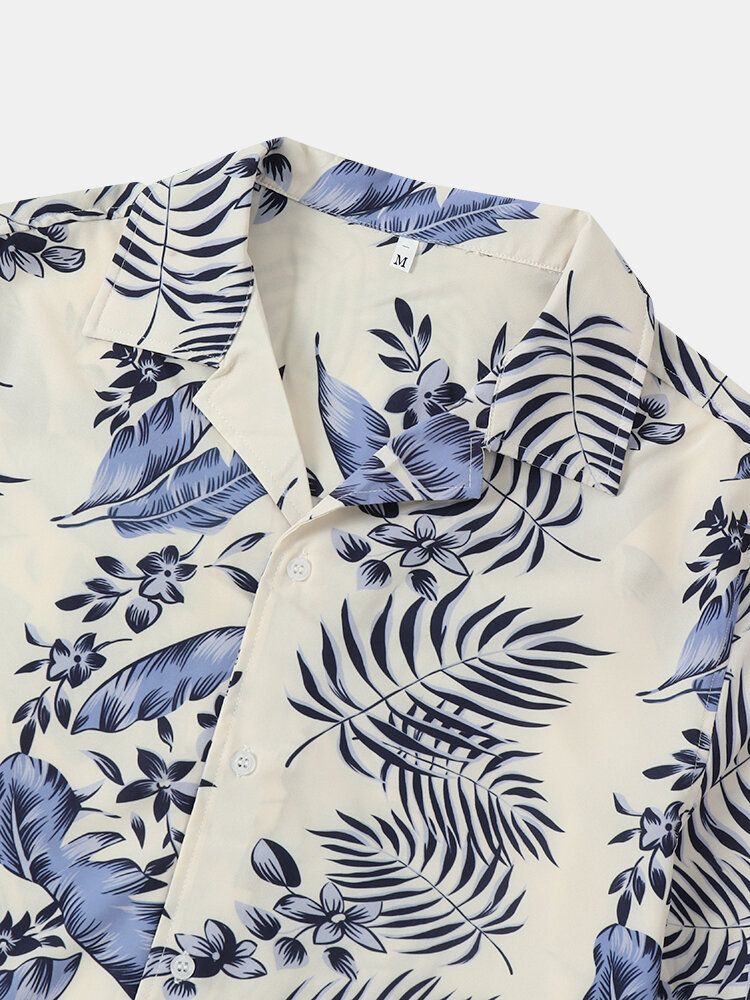 Männer Floral Leaves Print Soft Comfy Office Chics Leisure Soft Shirts