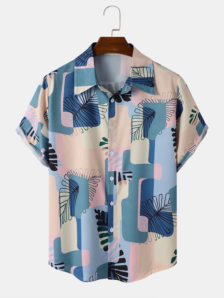 Männer Tropical Leaves Colorful Print Pocket All Matched Skin Friendly Shirts