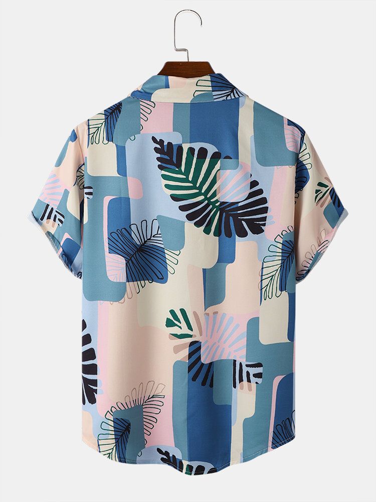 Männer Tropical Leaves Colorful Print Pocket All Matched Skin Friendly Shirts